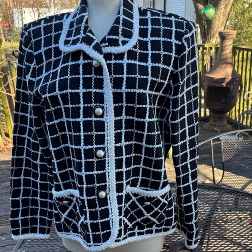 Victoria Morgan black & white classic blazer - Picture 1 of 8